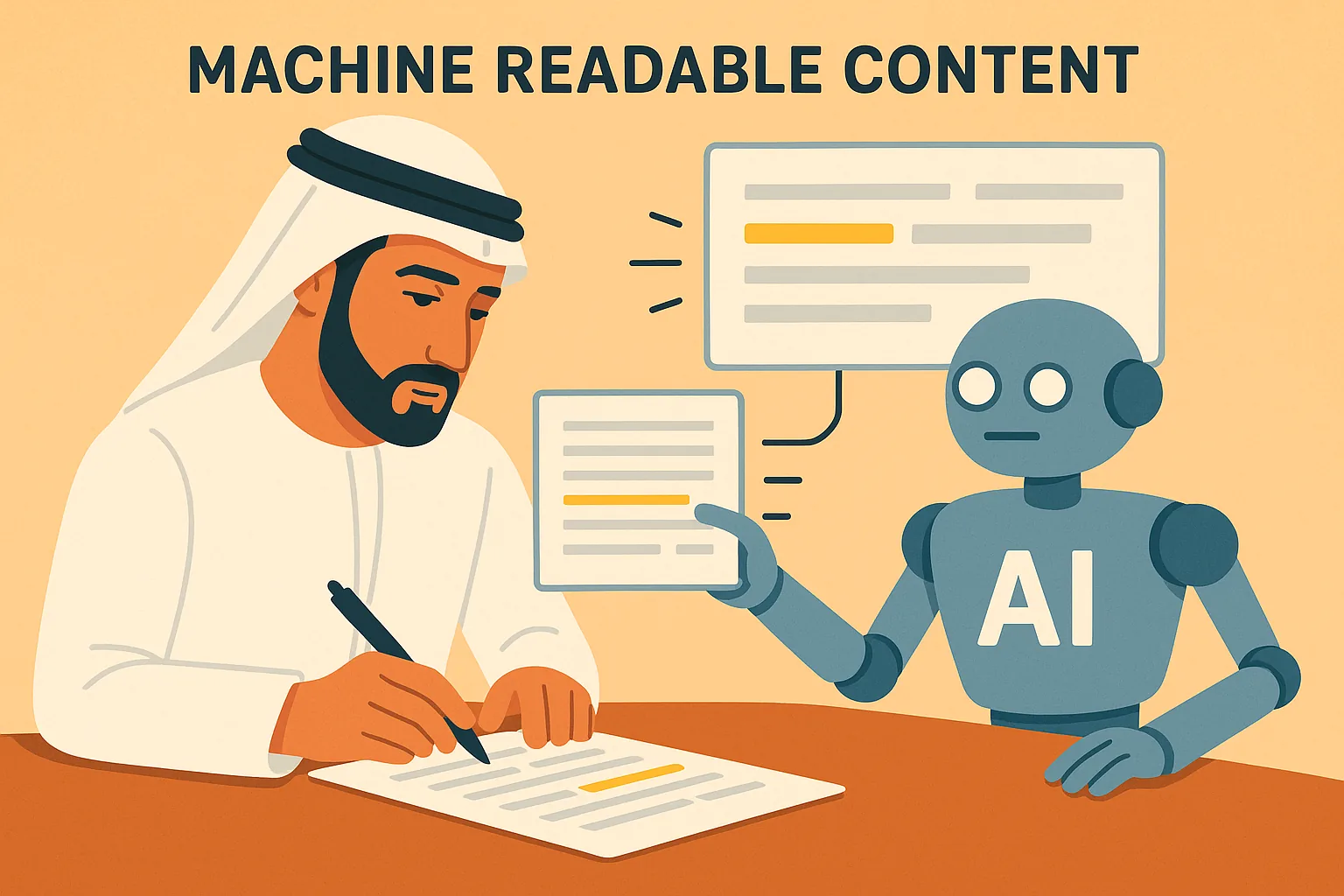 Illustration for: Machine Readable Content: The UAE Playbook for the Web AI Agents Actually Read